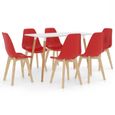 #8805 Ensemble table à manger de 6 à 8 personnes + 6 chaises Professionnel - Ensemble table à dîner - Rouge Parfait-0