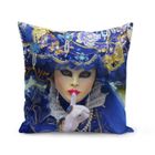 FABULOUS BIJOUX Housse de Coussin - Fabulous - Carnaval de Venise - 40x40 cm - Blanc - Bleu - Design Contemporain