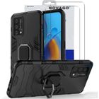 Compatible OPPO A74 4G- Coque Résistante anti chute avec anneau béquille et 2 protections vitre écran en verre trempé [Novago]