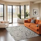 LIVABLISS Tapis de Salon à Poils Courts Doux Zébré Bohème CYBELE 120x170cm Gris Foncé/Beige