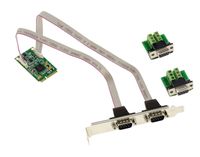 Carte Mini PCI Express MiniPCIe 2 ports série RS422 RS485 DB9 avec chipset  EXAR XR17V352 fournie avec adaptateurs pour montage fil