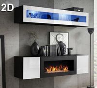 Combinaison de meubles Krista 2D noir et blanc (1,6m)