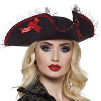 Chapeau Amiral Rachel - BOLAND - Accessoire de déguisement - Rouge - Femme - Tricorne à bords hauts