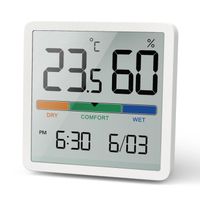 Thermomètre hygromètre GreenBlue GB380 avec fonction horloge et date plage de température -9,9 à +60 degrés Celsius