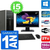 PC Tour HP 8100 Ecran 27" Intel Core i5-650 RAM 16Go Disque 2To Windows 10 Wifi