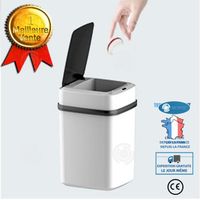 INN® poubelle automatique intelligente au pied 15L induction capteur blanc cuisine salle de bain plastique rectangulaire avec couver