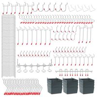 230PCS Crochets pour Panneau Perforé Porte Outils Crochets Panneau Mural pour Outils de Rangement Atelier avec 12 Bacs en Plastique