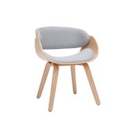 Chaise design tissu gris et bois clair BENT - MILI