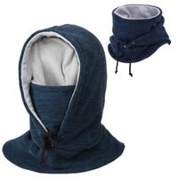 Cagoule Polaire Hiver Multifonction–Bonnet+Echarpe+Cache Cou Homme Femme–Vêtement pour Froid Extreme,Marine,Taille unique