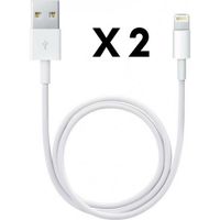 [Compatible iPhone XSMAX-XR-XS-X-8PLUS-8-7PLUS-7-6PLUS-6-5-SE] Lot 2 Cables USB Chargeur Blanc 1 Metre [Phonillico®]