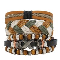 RMEGA® Coffret Cadeau 3 PCS Bracelets Cuir pour Homme Femme Tressé Bracelet Manchette Corde Bracelet Vintage Réglable Marron