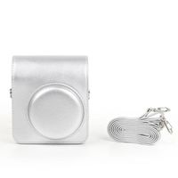 Sac de protection en cuir PU rétro pour appareil photo Instax Mini 40,film instantané,housse avec sangle - silvery[D39]