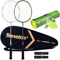Senston S300 Haute Qualité supérieur Set de Raquettes Badminton Pleine Carbone Raquettes Bonne stabilité- 2 Raquette, 2 surgrips22