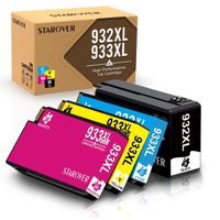 Cartouche d'encre compatible pour HP 932 933 - STAROVER - Pack de 4 - Noir, Cyan, Magenta, Jaune