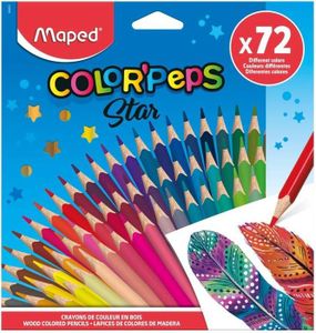 CRAYON DE COULEUR multicolor - Crayons de Couleur Color'Peps Classic - Palette de 72 Couleurs Vives - Crayon Triangulaire Ergonomique - Pochette de