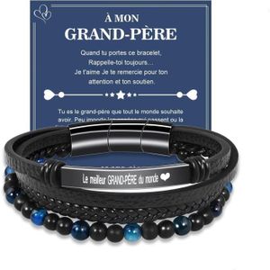 BRACELET - GOURMETTE Cadeau Pour Homme Bracelet Cuir Véritable Avec Pie