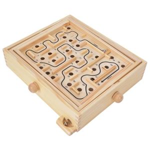 16 x 16 cm TANSTAN 1 jeu de labyrinthe en bois jouet éducatif pour adultes garçons et filles avec deux billes en acier