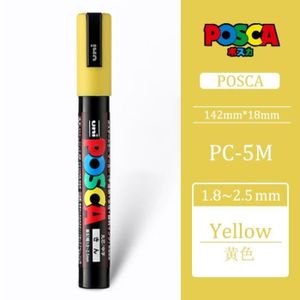 MARQUEUR Jaune - Marqueurs de peinture Uni Posca, stylos à pointe moyenne, 1.8mm 2.5mm, 17 couleurs pour l'école et le
