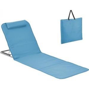 NATTE - TAPIS DE PLAGE Matelas, transat, tapis de plage avec dossier inclinable et sac de transport - Bleu - Linxor