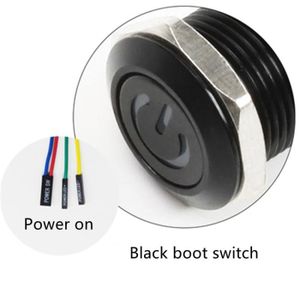 INTERRUPTEUR Black boot switch-60cm-22mm-Red -Interrupteur à bouton métallique pour PC,12-16-19-22mm,avec câble de carte mère 60cm,étanche,3