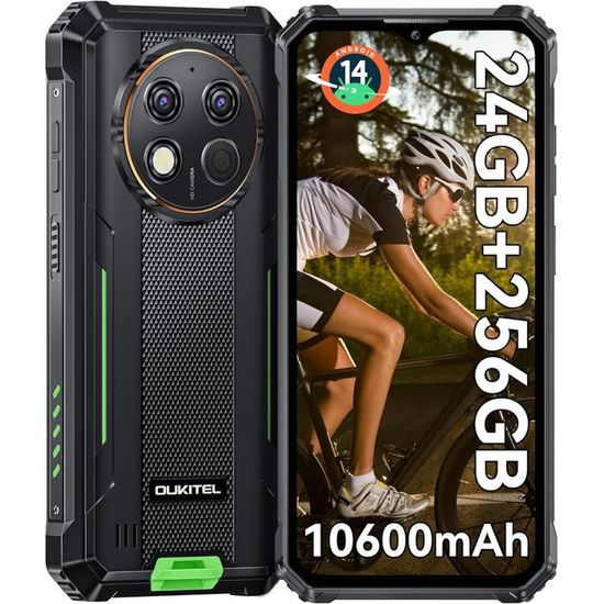 OUKITEL WP36 Téléphone Portable Incassable 2024 Android 13, 10600mAh/18W, 16Go 128Go ROM/1To TF, 13MP Smartphone Incassable, 6.52 HD , 4G Dual SIM/ NFC/Fingerprint/OTG/GPS Telephone de Chantier