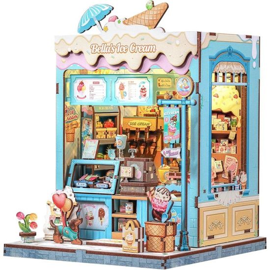 Kit Book Nook Maison miniature en bois Thème crème glacée - Kit Kit Book Nook Maison miniature en bois Thème crème glacée - Kit