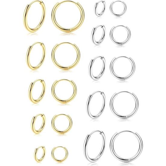 4 Paires De Boucles D'oreilles Créoles Or Plaqué - Petites Créoles Huggie Hypoallergéniques Pour Cartilage, Style Cœur