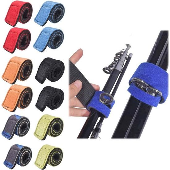 Lot De 20 Sangles élastiques Pour Cannes à Pêche - Nylon Et Caoutchouc, Réglables - Pour Rangement Cannes, Câbles, Raquettes