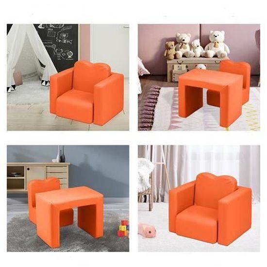 ensemble de table canape fauteuil 2 in 1 confortable pour enfant design simple orange cdiscount puericulture eveil bebe
