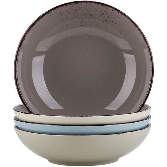 Assiette /à Soupe Saladier Fa/ïence 4 Pi/èces- 700 ML Assiette Creuse en C/éramique S/érie Navia vancasso
