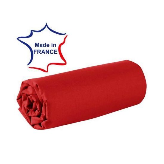 Drap housse - Made in France - 160 x 200 cm - 100% coton - 57 fils - Bordeaux