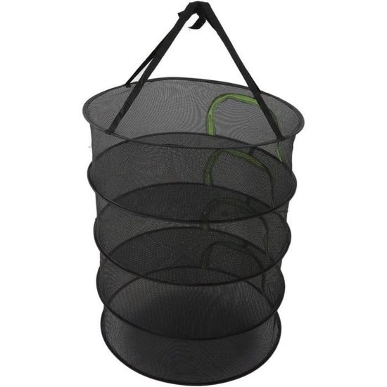 Séchoir à Herbes Suspendu TONIJAWES - 4 étages Pliable 45cm Noir, Multifonction Pour Fleurs, Viandes, Vêtements