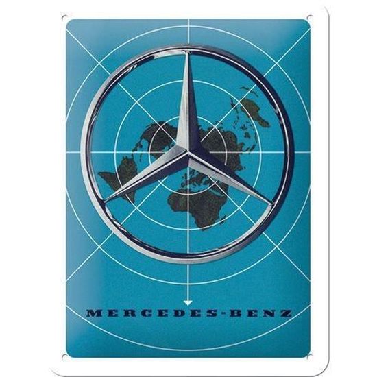 MERCEDES-BENZ FOND CARTE DU MONDE PLAQUE EN METAL EMAILLEE NEUVE 15 X 20 cm 