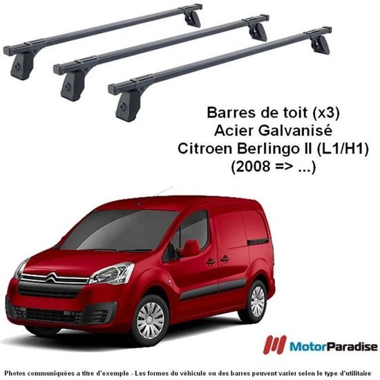 Barres De Toit Aluminium OMAC Pour Citroën Berlingo 2008-2018 L1 - Gris - Neuf