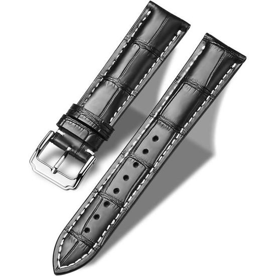 Bracelet De Montre En Cuir Véritable Avec Boucle Papillon - Interchangeable Homme Et Femme