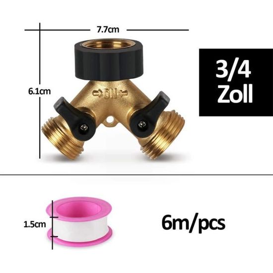Répartiteur D'eau 2 Voies 3/4'' - Raccord En Y Avec Robinets, Pour Machine à Laver, Lave-vaisselle, Tuyau D'arrosage