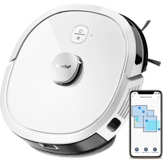 Comfee CFR08 - Aspirateur robot laveur - Aspirateur Robot Lavant connecté Wifi - Alexa - Google Home - 120min- LiDAR Navigation - AP