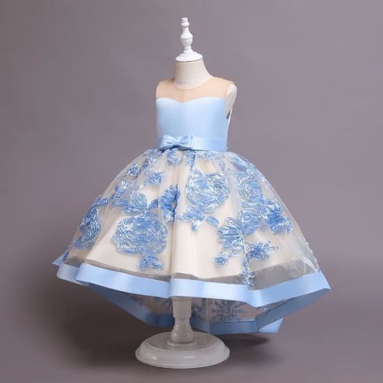 Robe de Princesse Fille Ceremonie Elegant Tulle Soiree Mariage Bleu clair Enfant Bleu clair Cdiscount Pret a Porter