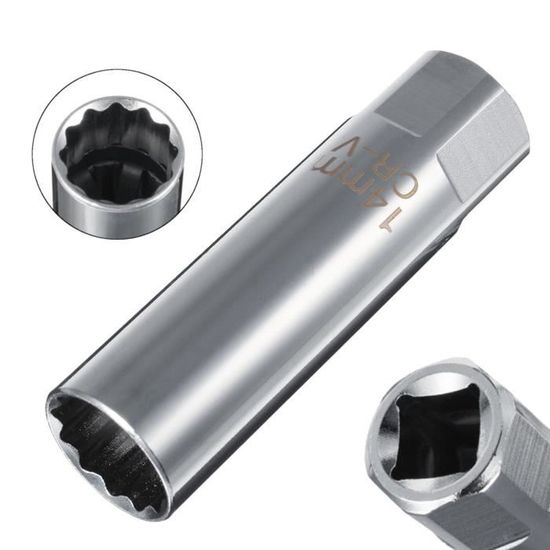 Clé à Bougies 14mm BASTOUR - Douille Paroi Mince 3/8" - Compatible BMW, Mini, Nissan