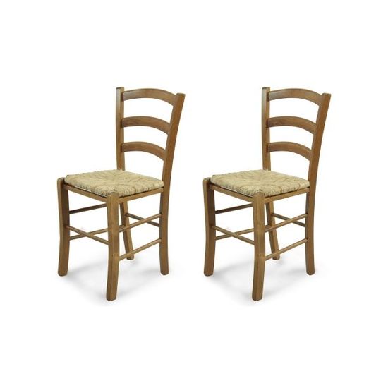 Lot de 2 chaises en bois PAYSANNE  Cdiscount Maison