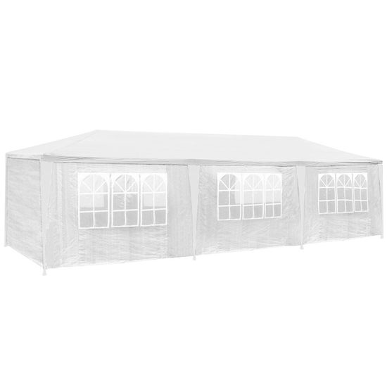 TECTAKE Barnum ELASA Tente de réception Chapiteau étanche avec 8 éléments latéraux  9 m x 3 m - Blanc
