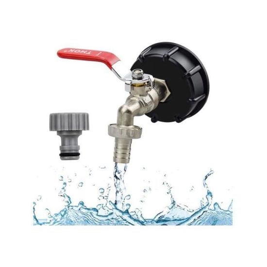 Jemmytu IBC Raccord Robinet avec raccord de Tuyau, Robinet Jardin