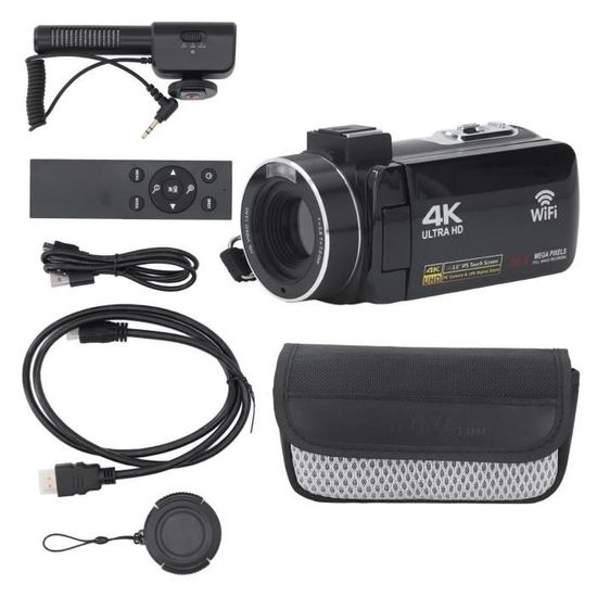 Caméra Vidéo 4K Ultra-Compact 16MP WiFi - Caméscope Vlog Rotatif 270° Avec Carte 64 Go Et Boîtier Étanche