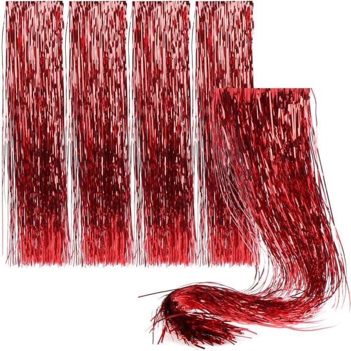 LOMIMOS 6 PCS Guirlande De Noël Tinsel Rouge Et Or 2m - Décoration Sapin Et Fête