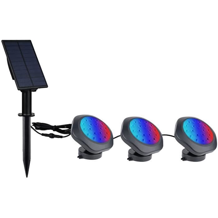 lampe solaire exterieur lumières de bassin, multicolore led spot solaire,submersibles eclairage lumiere solaire projecteur etanche d