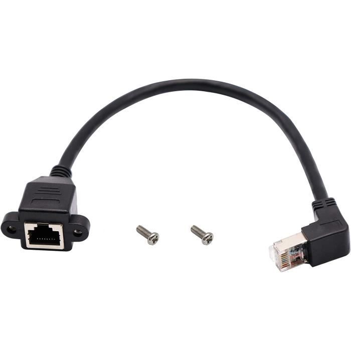 Dutevolns Câble Ethernet fin Cat 6 coudé à 90° à gauche de 2 m, ultra fin et flexible Rj45 LAN Gigabit applicable pour Mac, PC, routeur, PS4/5, blanc