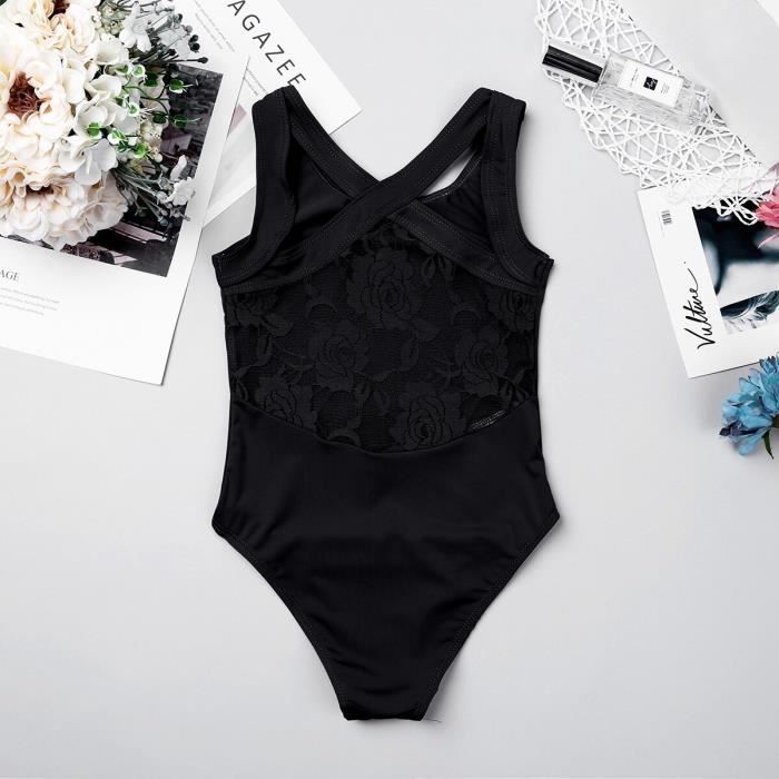 TiaoBug Enfant Fille Justaucorps Gymnastique Dentelle