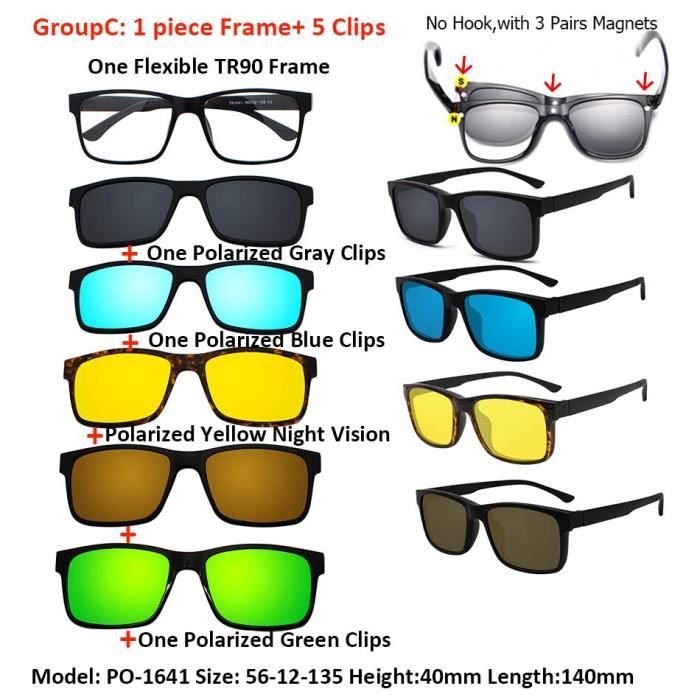 Lunettes de soleil 5 en 1 a Clip pour femmes monture pour hommes lunettes magnetiques avec aimant myopie optique 69316A3 Achat Vente lunettes de soleil Femme Cdiscount