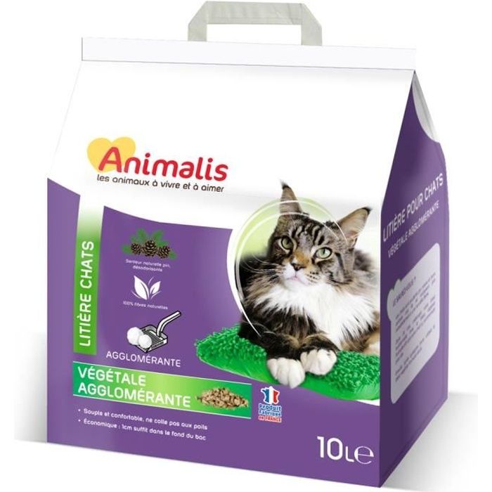 Animalis - Litière Végétale Agglomérante pour Chat - 10L
