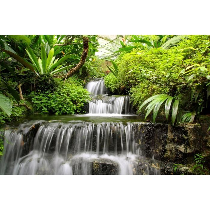 Papier Peint Photo INTISSÉ-(185072)-JUNGLE DE CASCADE-350x260cm-7 lés-Mural Poster Géant XXL-Animaux Beach Océan Nature Arbre Forêt